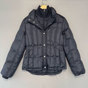 Guess Women’s Black Puffer Jacket Zip Up Size XS High Neck Zip 2000s Essential